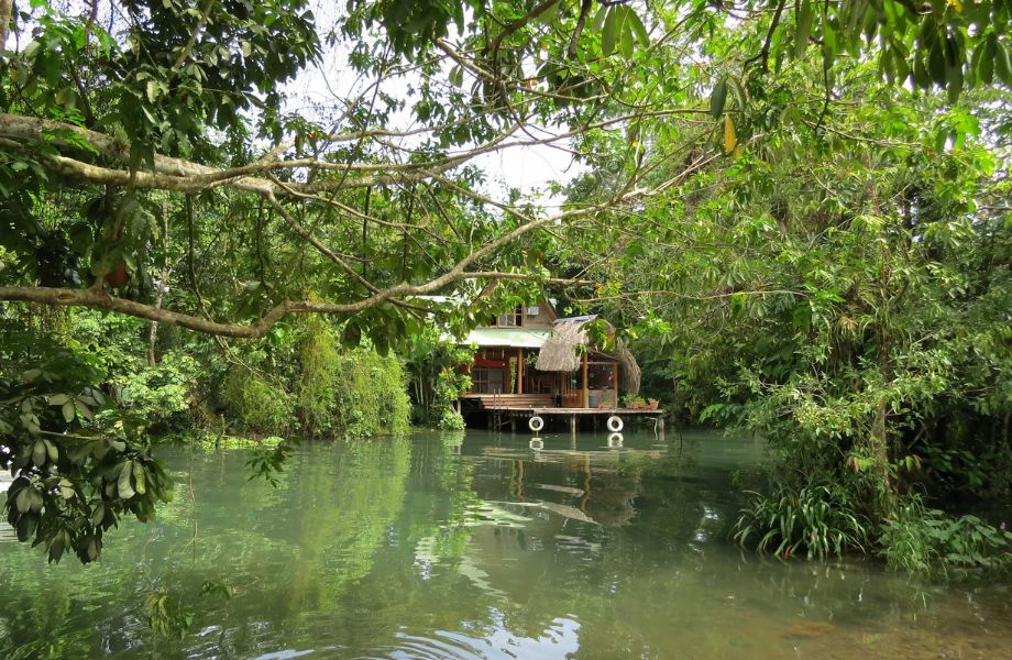 Serene eco-lodge nestled by the river's edge in Guatemala, blending nature and tranquility for an unforgettable sustainable retreat.