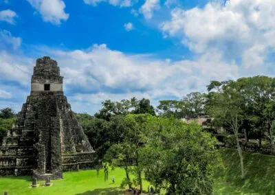 The Tikal main plaza with temple of the Great Jaguar as one of the Highlights of Guatemala Tour Package.