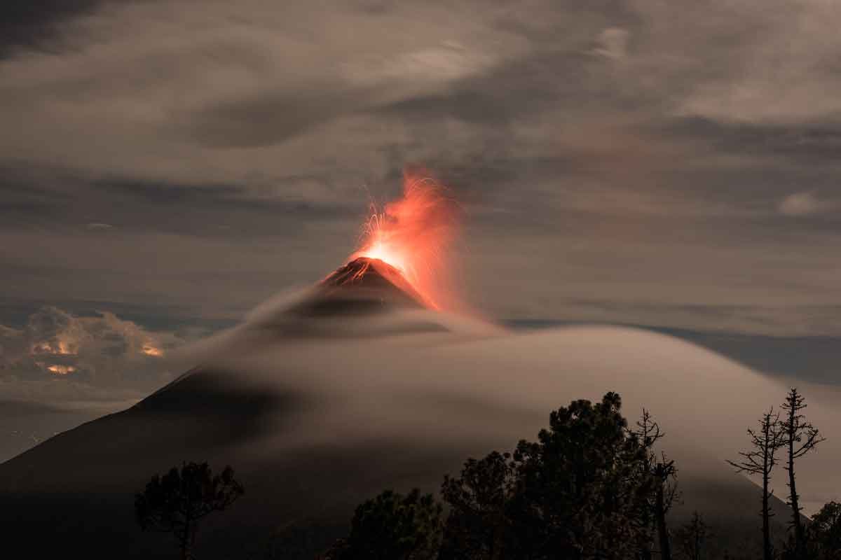 Acatenango-volcano | martsam catenango Volcano erupting at sunrise, a highlight of Guatemala cultural tours for adventurous travellers seeking natural wonders and immersive experiences.