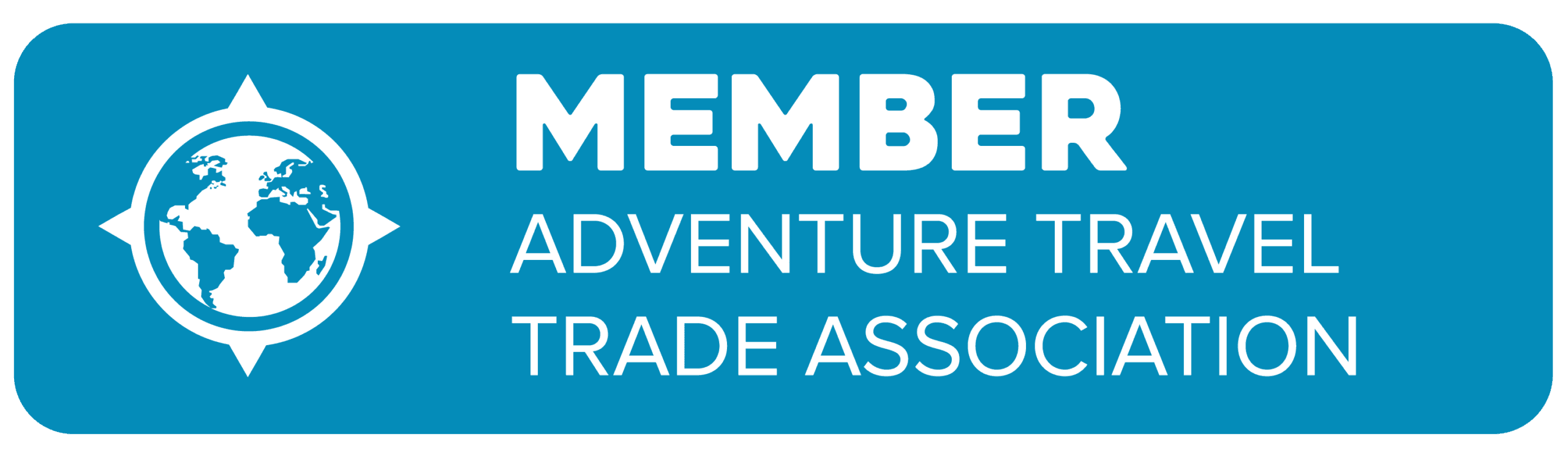 Atta-member-badge-horizontal | martsam travel Logo for the Member Adventure Travel Trade Association (MATTTA) featuring a white globe compass icon on a blue rounded rectangle with bold white text.