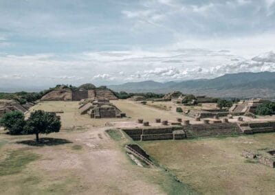 Monte Albán archaeological site overlooking the Oaxaca Valley on the Mexico City to Oaxaca Private Tour
