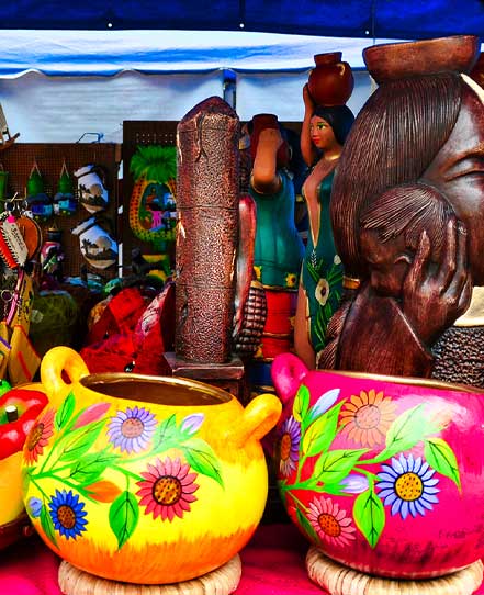 El-salvador-history-and-culture-tour | martsam travel Colorful hand-painted pottery and traditional crafts featured on the El Salvador History & Culture Tour.