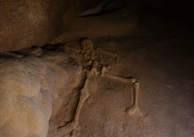 Ancient skeletal remains preserved inside Actun Tunichil Muknal Cave in Belize